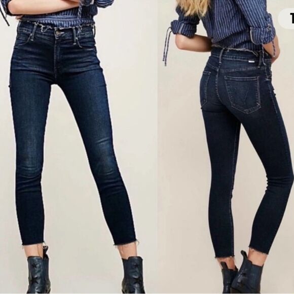 Mother women’s double fray charmer crop dark wash jean - Picture 7 of 7